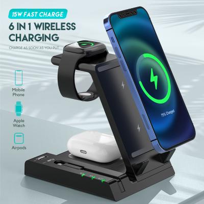 China New Arrival 6 in 1 Mobile Phone Multifunction Charger Portable Wireless Wired Charger en venta