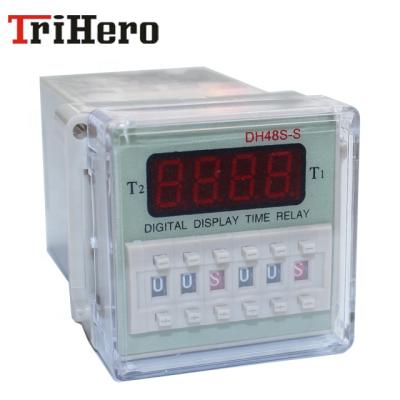 China Digital Display Time Delay Timer DH48S-S 1Z 2Z Timer Relay Sealed Programmable Time With Socket Base AC220V110V DC24V12V for sale