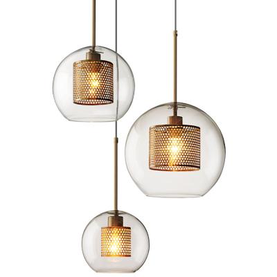 China Small Industrial Retro Style Lighting Bar Restaurant Single Head Small Glass Chandelier for sale