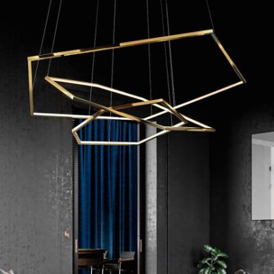 China Nordic Modern Stainless Steel Polygon Creative Chandelier Light Luxury Lighting Dimmable Lamps for sale