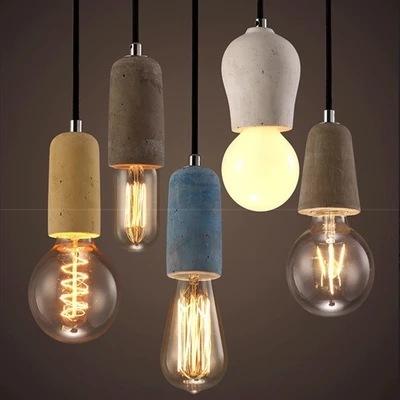 China Fancy Lamp Loft Factory Supply Cement Pendant Light Fancy Lighting for Outdoor Concrete LED Bulb Lights Decoration for sale