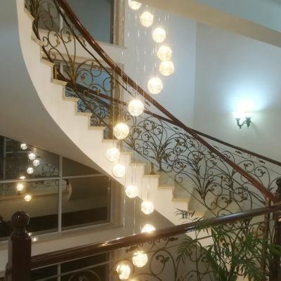 China Modern Customizable Villa Glass Ball Pendant Lamp Modern Stairwell Hanging Line Lamps for sale