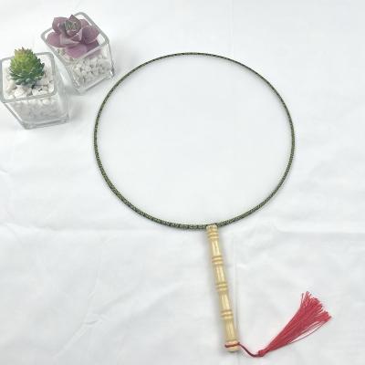 China China Party Gift Empty Surface Children DIY Painting White Wood Handle Silk Hand Fan With Fringe for sale