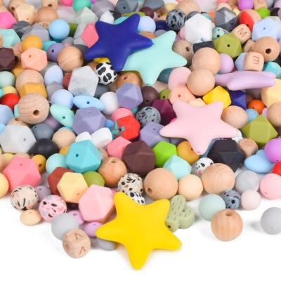 China Wholesale Bpa DIY Baby Jewelry Teether Eco-Friendly Chewable Nursing Necklace Accessoriestoy Silicone Silicone Teething Beads for sale