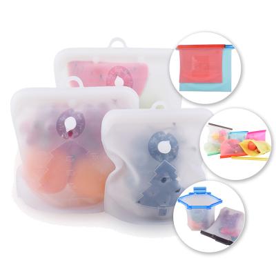 China 1500mL Silicone Food Storage Ziplock Bags Sous Vide Seal Sandwich Freezer Zip Lock Zipper Airtight Viable Sealer Reusable Vacuum for sale