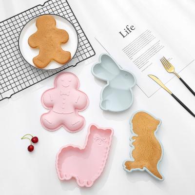 China Viable Layer Flexible Nonstick Cartoon Shape Silicone Cute Cake Pan Baking Mold for sale