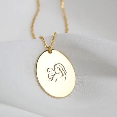 China Fashion Mother's Day Gifts Stainless Steel Necklace For Mom Gold Plated Necklace Pendant Necklace for sale