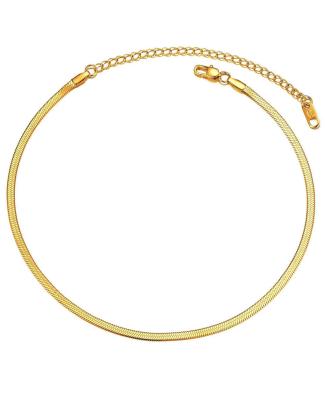 China 2020 TRENDY Gold Flat Snake Chain Necklace Stainless Steel Choker Necklace for sale