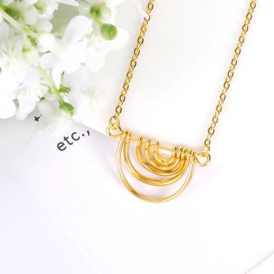 China Casual/Sporty Simple Geometric Hollow Women Line Necklace Rainbow Clavicle Chain Rose Gold Jewelry for sale