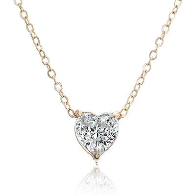 China Trendy Gold Color Fashion Crystal Heart Shaped Pendant Necklace for sale