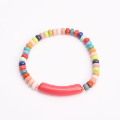 China BOHEMIA 2021 mini bracelets summer new product multcolor thin tube acrylic colorful beads bracelets for sale