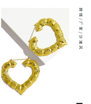 China Fashion casual/sporty geometirc new pattern bamboo earrings big exaggerted heart mixed rectangle gold punk earrings for sale