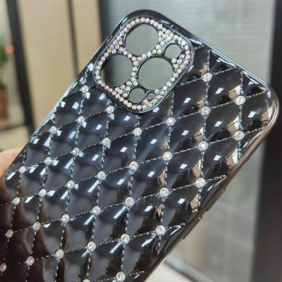 China Custom Bling Shockproof Diamond Camera Protection With Microfiber Fabric TPU Soft Cell Phone Back Cover Mobile Case For Iphone 12 mini for sale