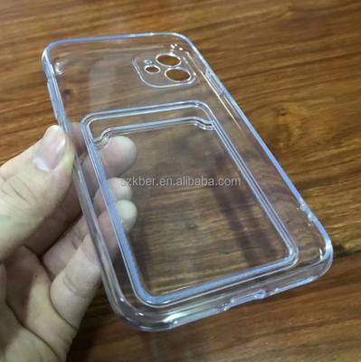 China New Hot Shockproof Purple Dots Light 1.5mm No Yellowing TPU Card Slot Clear Transparent Cell Phone Back Cover Case For Iphone 12 mini for sale