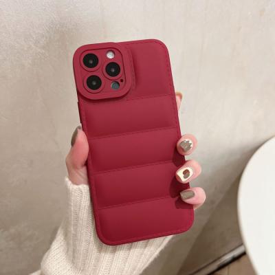 China Newest Colorful Shockproof Down Jacket Style Design TPU Soft Oil Cell Phone Back Cover Soft Rubber Case For Iphone 13 pro max for sale