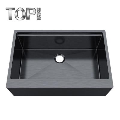 China Without Faucet Best Discount Handmade Single Bowl Black Apron Stainless Steel Sink for sale