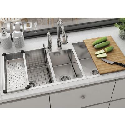 China Without Faucet Single Bowl Multifunctional Triple Stainless Steel Kitchen Sink for sale