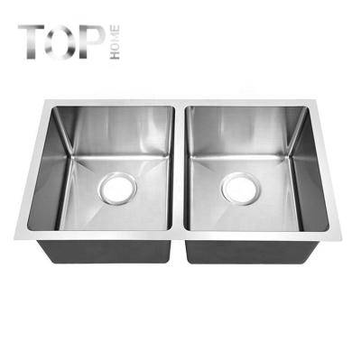 China Without Faucet Manufacturer Supply Double Bowl Stainless Steel Undermount Experienced Handmade Kitchen Sink for sale