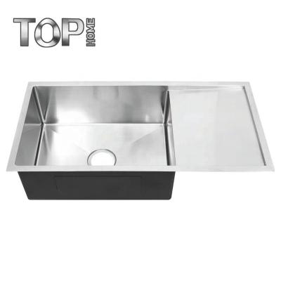 China High Quality Handcrafted Single Bowl Without Faucet Stainless Steel Kitchen Sink With Drain Panel for sale