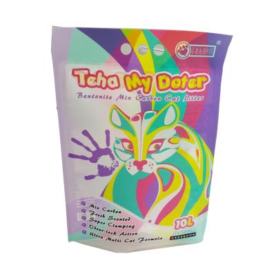 China Moisture Proof Block Bottom Cat Litter Bag With Hand Grip Pocket à venda