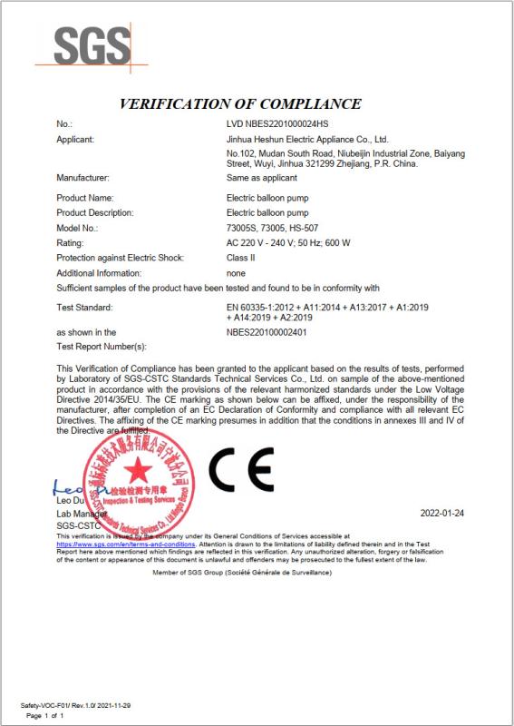 LVD - Jinhua Heshun Electric Appliance CO., Ltd