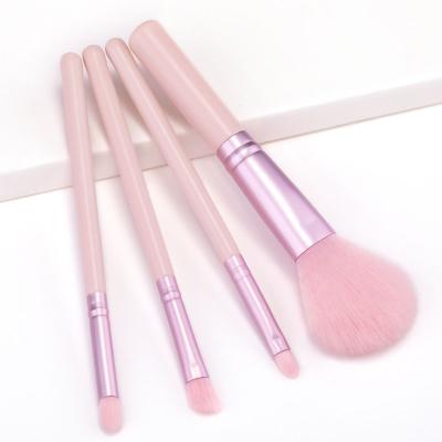 China Angular Blush New 4 Pcs Rose Gold Loose Powder Eye Shadow Makeup Set Brush For Beginners Beauty Tool for sale