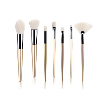 China Angular Blush Makeup 7pcs Brushes Laser Handle White Hair Beauty Tool Kit Moq Bottom Brushes Custom Makeup Brush for sale