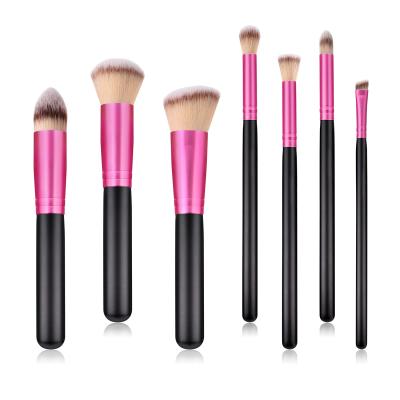 China Angular Blush Makeup Brush 7pcs Purple Tube Blush Brush Eyeshadow Brush Set for sale