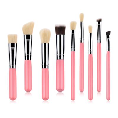 China Angular Blush Brushes Set 9pcs Makeup Tools Flat Eyeshadow Brush Powder and Silver Makeup Brushes for sale