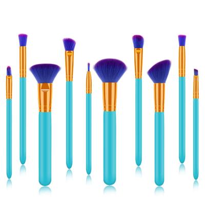 China Angular Blush 10pcs Purple Soft Synthetic Hair Shell Shape PU Brushes Brush Pack Face Eye Makeup Brushes for sale