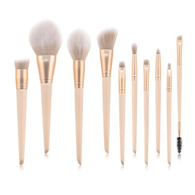 China Angular Blush Tail 10pcs Oblique Powder Nude Color Yellow Loose Brush Blush Brush Makeup Set Brush for sale