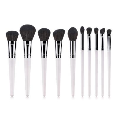 China Angular Blush Brushes Set 10pcs Silver/Pink Gold Flame Eyeshadow Makeup Brushes Without Logo for sale