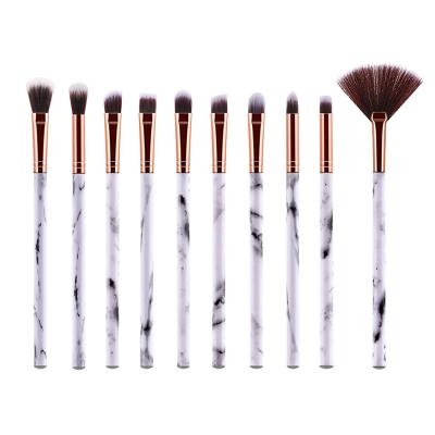 China Angular Blush Logo 10pcs Custom Marble Brush Set Blush Eyeshadow Brush Beauty Factory Makeup Brushes for sale