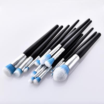 China High Quality 12 PCs Black Handle Smudge Brush With Silver Tube Private Logo Profesional Makeup Brush In Small Quantity for sale