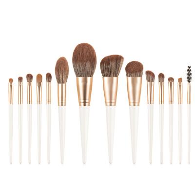 China Angular Blush Rain 14pcs Lotus Series Poppies Wooden Handle Makeup Set Brush With Cosmetic Bag for sale