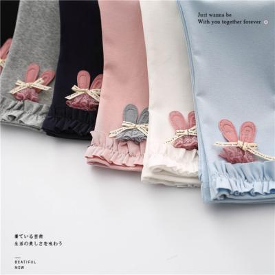 China Spring Autumn Children Cotton Cartoon Pants Anti-static Candy Colored Cotton Girls Vidmid Pajamas Lace Up Girls Leggings P233 for sale