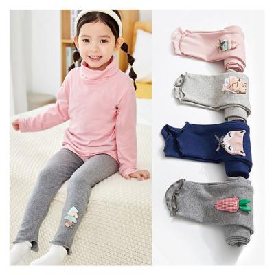 China wholesale custom Anti-wrinkle kids flower printed elastic pants baby cotton kids leggings for girls for sale