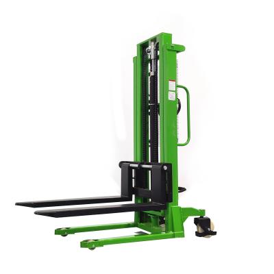 China Hotels wholesale 3300lbs capacity height hydraulic hand lift manual lifting stacker with adjustable forks 1500kg 1600mm 240 for sale