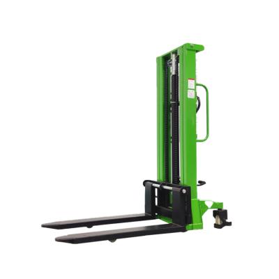 China Hotels 2200lbs Capacity Height Hydraulic Hand Lift Manual Lift Stacker with Adjustable Forks Pallet Truck Forklift Transport for sale