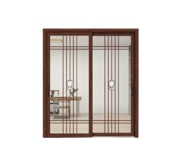 China Waterproof Custom Simple Modern Double Pane Room Partition Sliding Tempered Glass Door for sale