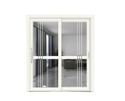 China Tempered Glass Partition Aluminum Frame Modern Design Heat Insulation Double Cavity Front Sliding Glass Door System for sale