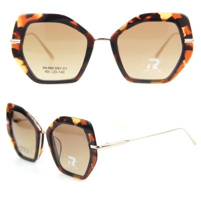 China Fashion new sunglasses ladies face with metal gradient lens temple butterfly acetate sunglasses for sale