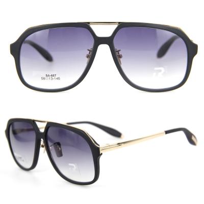 China Fashion Sunglasses Oval Metal With Acetate Gradient Lens Sunglasses For Unisex for sale