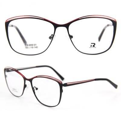 China Classic Unisex Large Eye Shape Two Tone Stainless Steel Optical Frames for sale