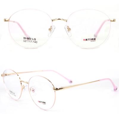 China Classic Popular Luxury Metal Stainless Steel Round Optical Frame For Women for sale