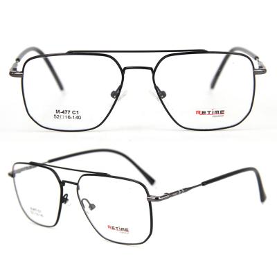 China Customer Classic Logo Trapezoid Mens Metal Frame Men Glasses Eye Optical Glass Frames for sale