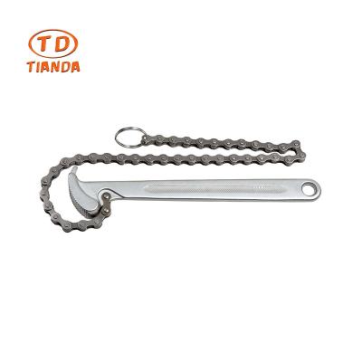 China Heavy Duty Factory Hardware Tools TIANDA Chain Wrench Oil Filter Wrench Ratcheting Adjustable Chain Style Remover Universal for sale