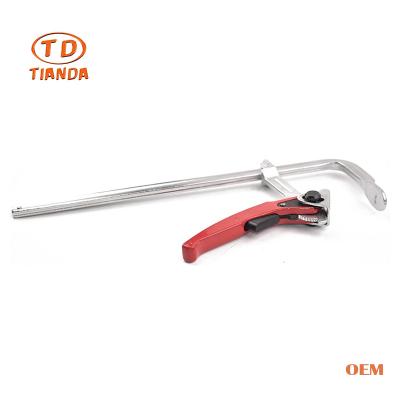 China Hardware Tools TIANDA OEM Chrome Plated Quick Adjust Heavy Duty Adjustable Ratchet F Clamp Carpenter Work Clamps For Wood Working for sale