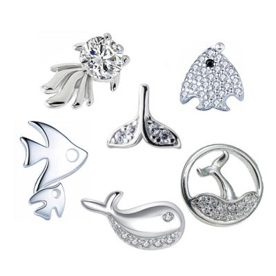 China TRENDY Hot Sale Fashion 925 Silver And Cute White Shape Stud Fish Earrings for sale