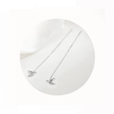 China FASHIONABLE 925 Korean silver paper crane shape tassel earrings of the thousand fashion and temperament for sale